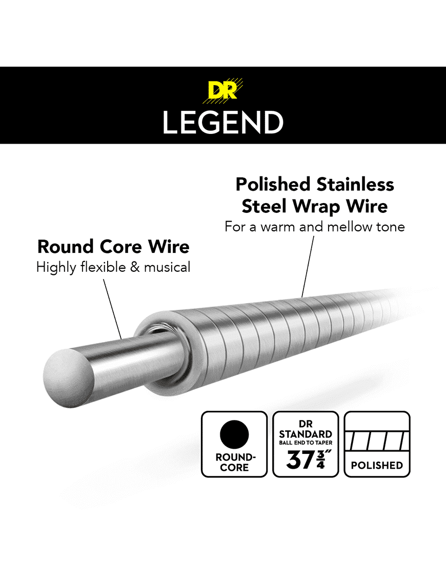Dr Legend™ Fl-45 Cuerdas Bajo Eléctrico 4 Cuerdas Flat 45-105 Medium