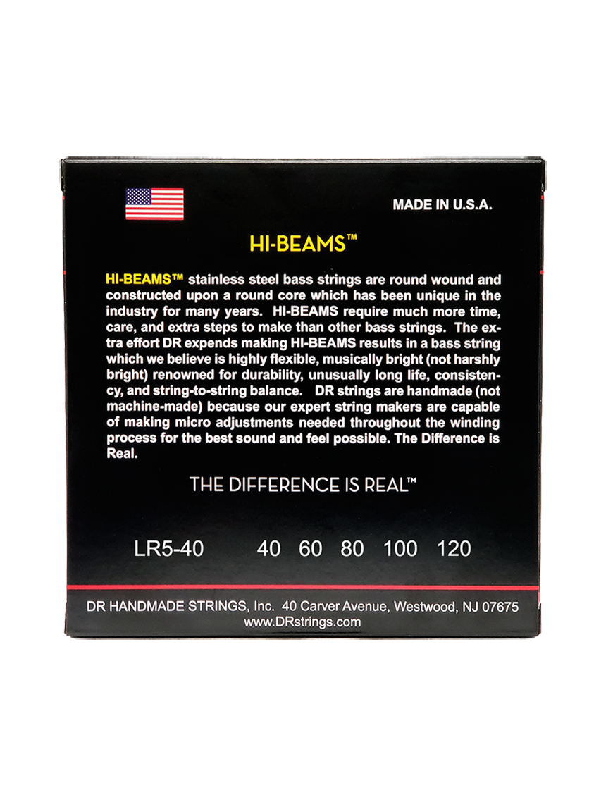 DR HI-BEAMS 40-120 Cuerdas Bajo Eléctrico 5 Cuerdas Light