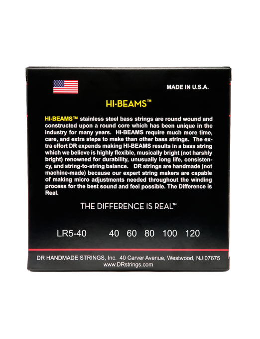 DR HI-BEAMS 40-120 Cuerdas Bajo Eléctrico 5 Cuerdas Light
