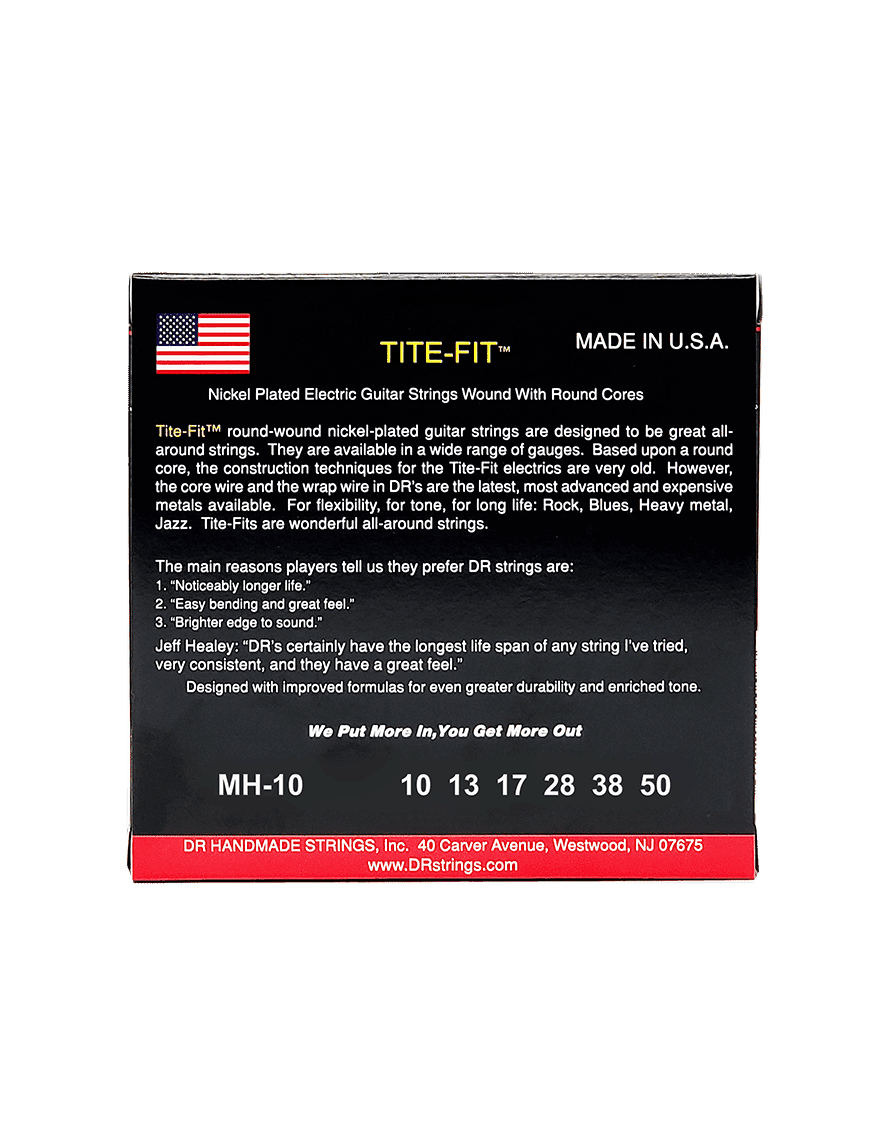 Dr Tite-Fit™ Mh-10 Cuerdas Guitarra Eléctrica 6 Cuerdas 10-50 Medium Heavy