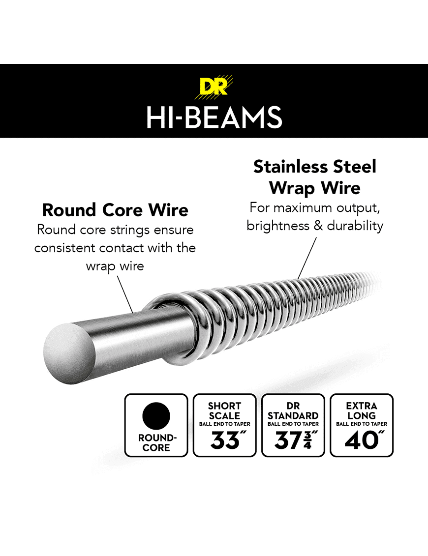 Dr Hi-Beams™ Mlr-45 Cuerda Bajo Eléctrico 4 Cuerdas Mlr-45-100 Medium Light