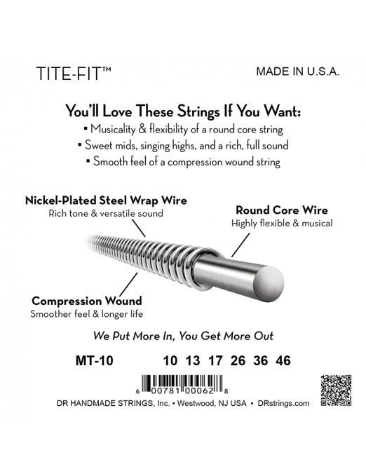 DR TITE-FIT™ 10-46 3Pack Cuerdas Guitarra Eléctrica Medium