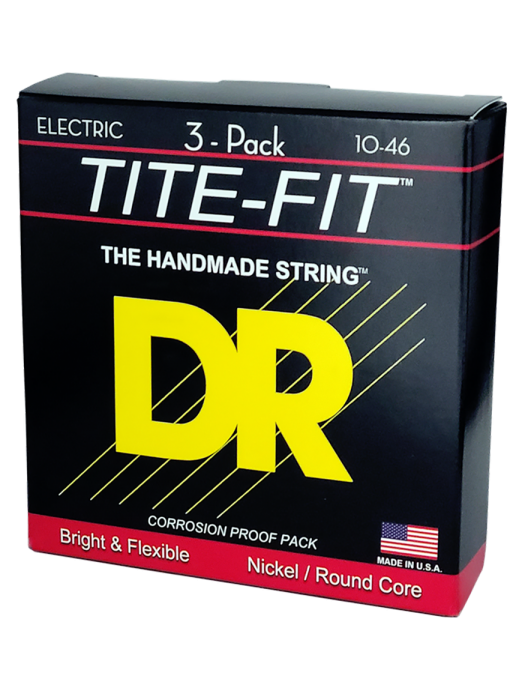 DR TITE-FIT™ 10-46 3Pack Cuerdas Guitarra Eléctrica Medium
