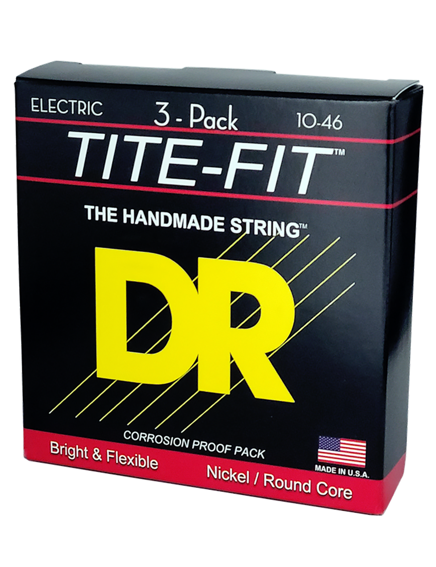 DR TITE-FIT™ 10-46 3Pack Cuerdas Guitarra Eléctrica Medium