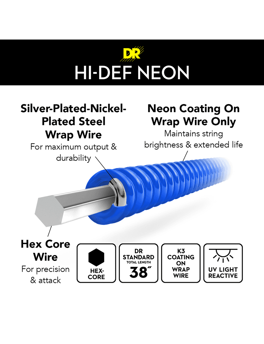 Dr Neon™ Blue 10-46 Cuerdas Guitarra Eléctrica Medium | Azul
