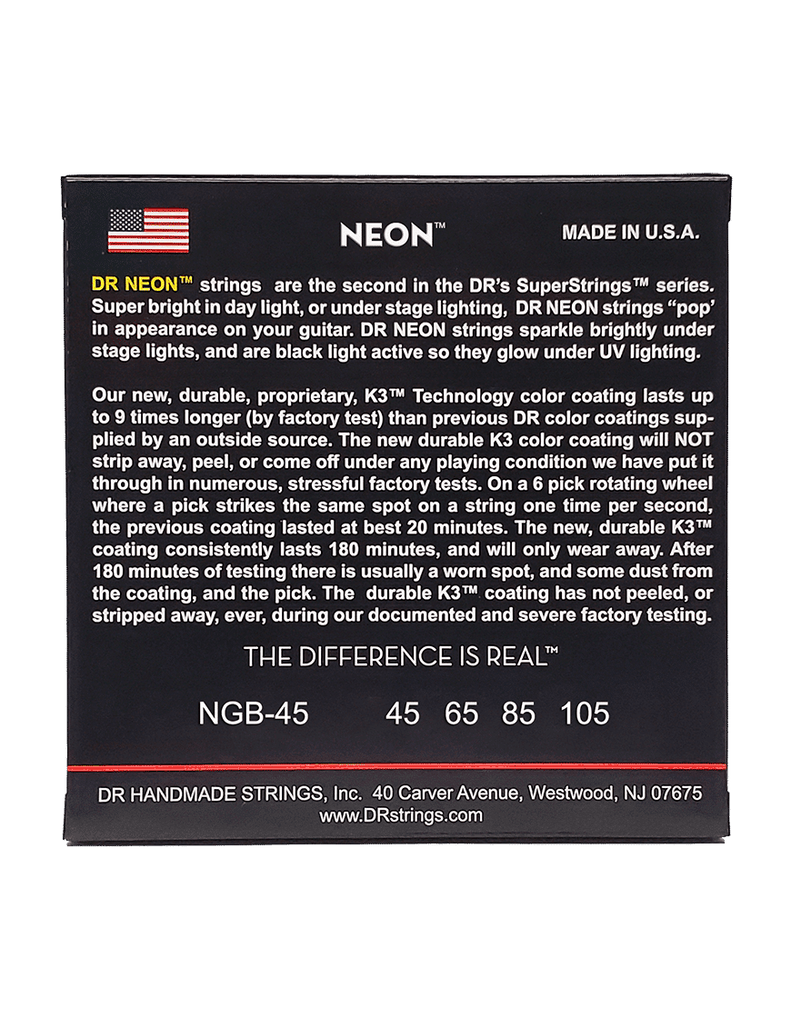 Dr Neon™ Ngb-45 Cuerdas Bajo Eléctrico 4 Cuerdas Neón Green 45-105 Medium Color: Verde