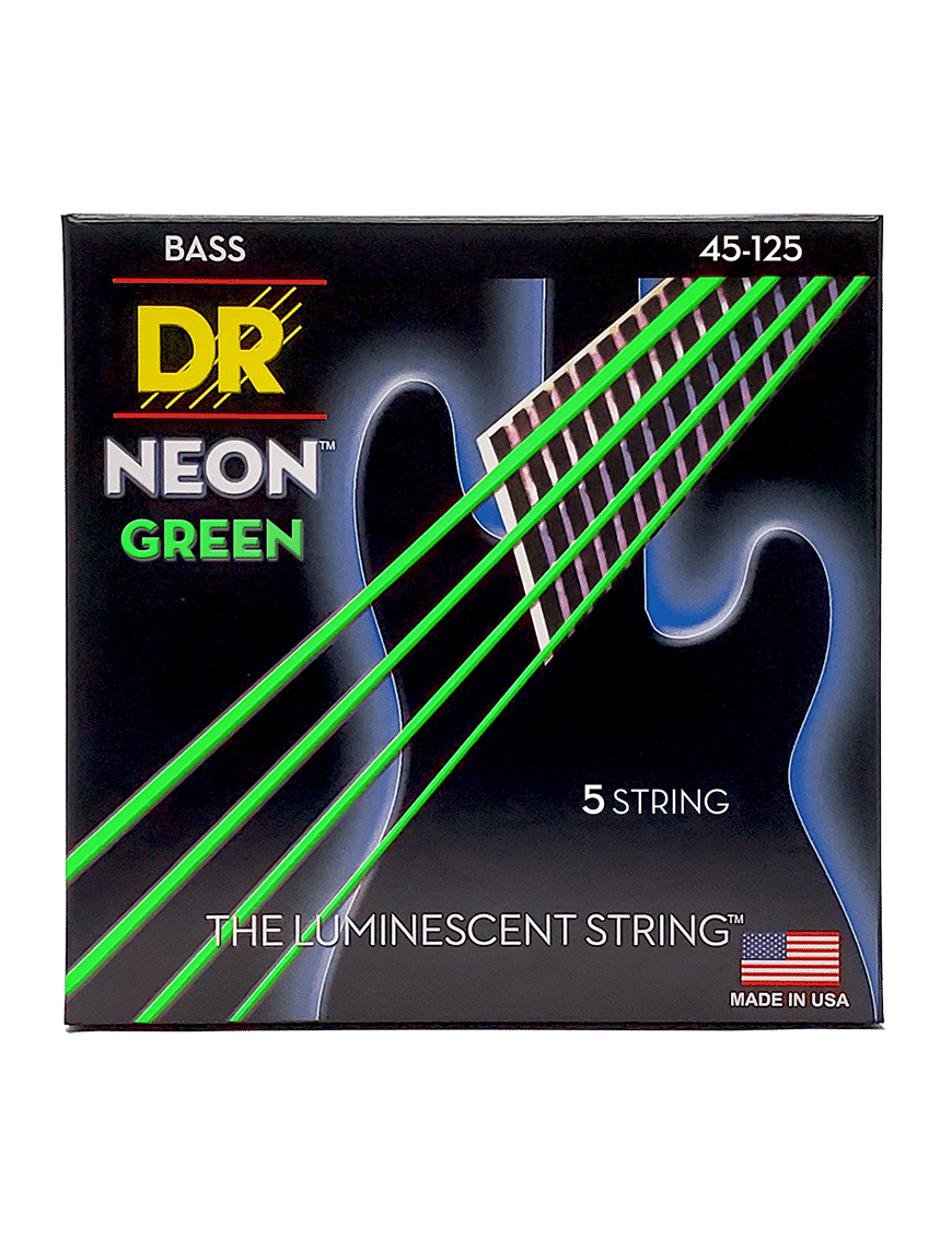 Dr Neon™ Ngb5-45 Cuerdas Bajo Eléctrico 5 Cuerdas Neón Green 45-125 Medium Color: Verde