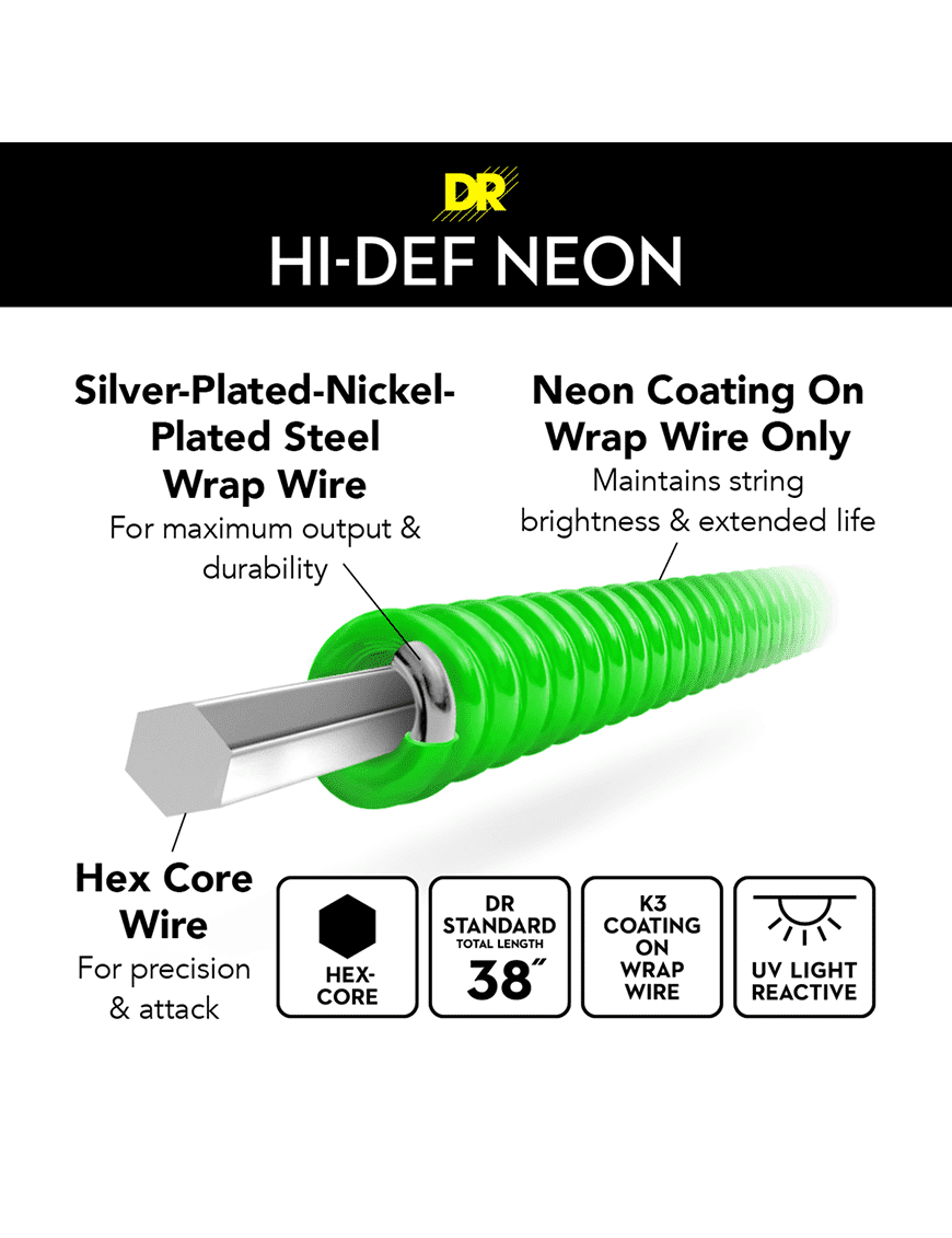 Dr Neon™ Green 10-46 Cuerdas Guitarra Eléctrica | Verde