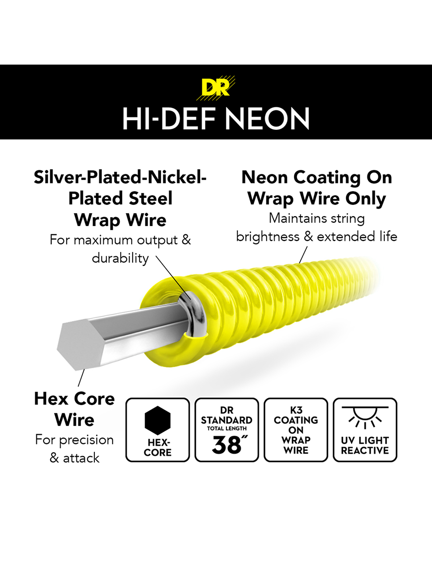 DR NEON™ Multi-Color 9-46 Cuerdas Guitarra Eléctrica Light-Medium