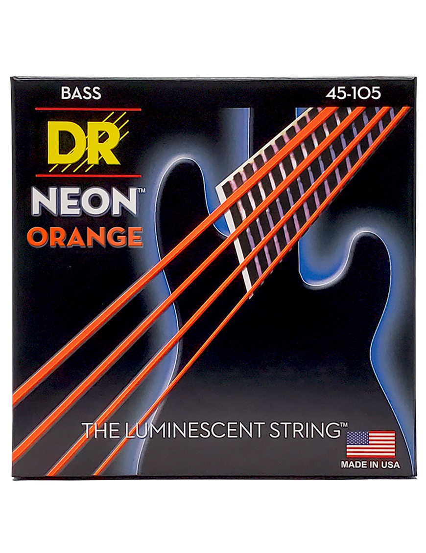 DR HI-DEF NEON™ Orange 45-105 Cuerdas Bajo Eléctrico Medium | Naranjo