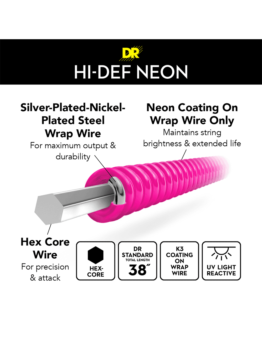 Dr Neon™ Pink 10-46 Cuerdas Guitarra Eléctrica Medium | Rosado