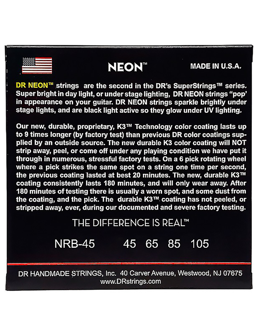 DR HI-DEF NEON™ Red 45-105 Cuerdas Bajo Eléctrico Medium | Rojo