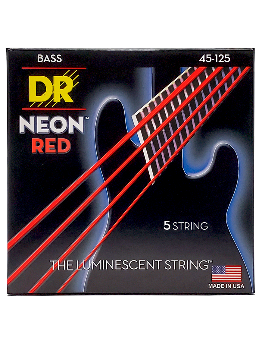 DR HI-DEF NEON Red 45-125 Cuerdas Bajo Eléctrico 5 Cuerdas Medium | Rojo
