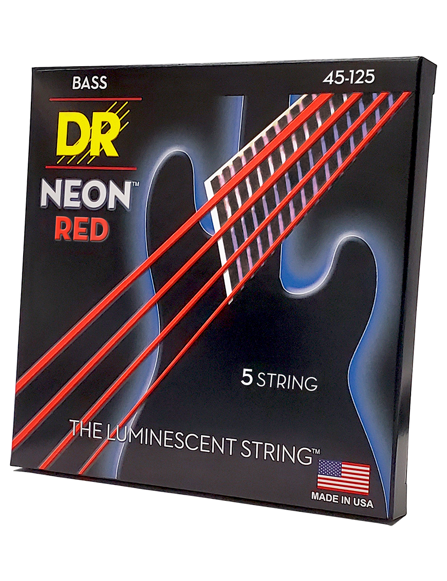 DR HI-DEF NEON Red 45-125 Cuerdas Bajo Eléctrico 5 Cuerdas Medium | Rojo