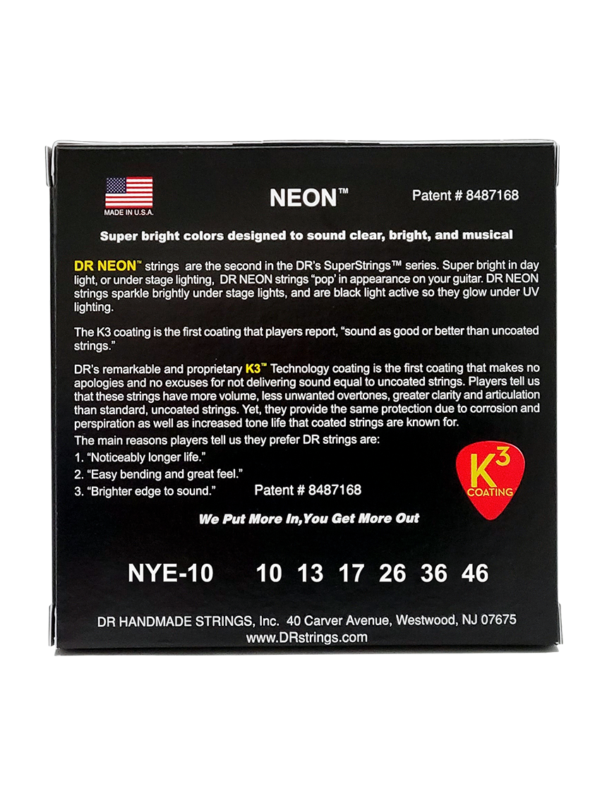 DR HI-DEF NEON™ Yellow 10-46 Cuerdas Guitarra Eléctrica Medium | Amarillo