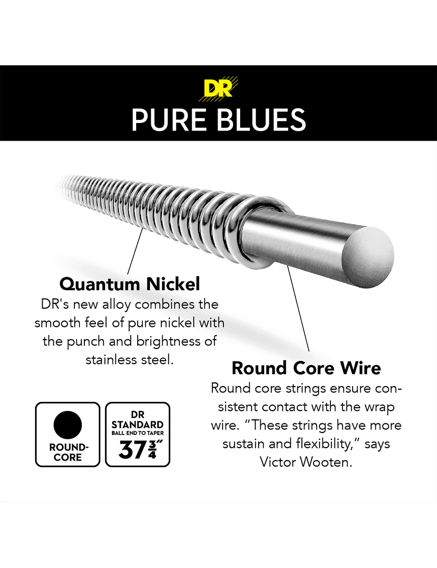 Dr Pure Blues™ Pb-45 Cuerdas Bajo Eléctrico 4 Cuerdas 45-100 Medium Light