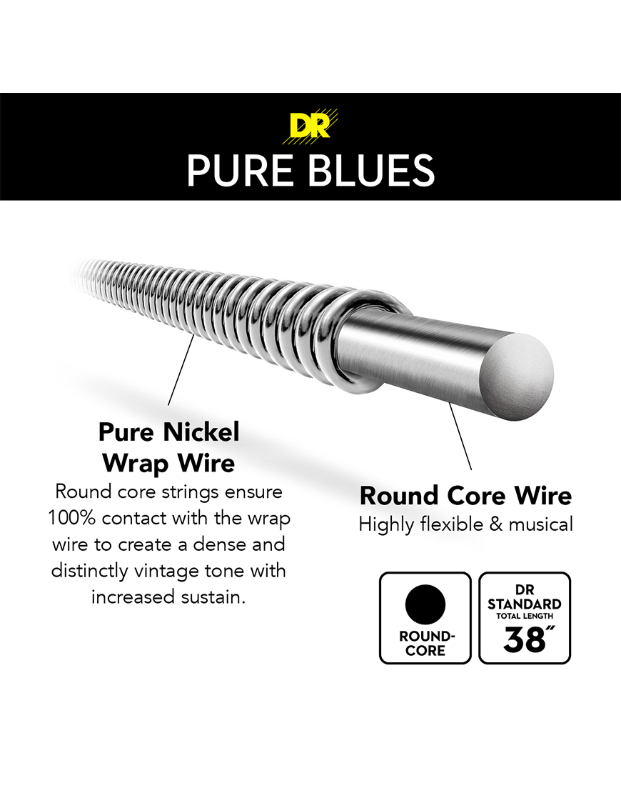 DR PURE BLUES™ 9-42 6Pack Cuerdas Guitarra Eléctrica Light Nickel