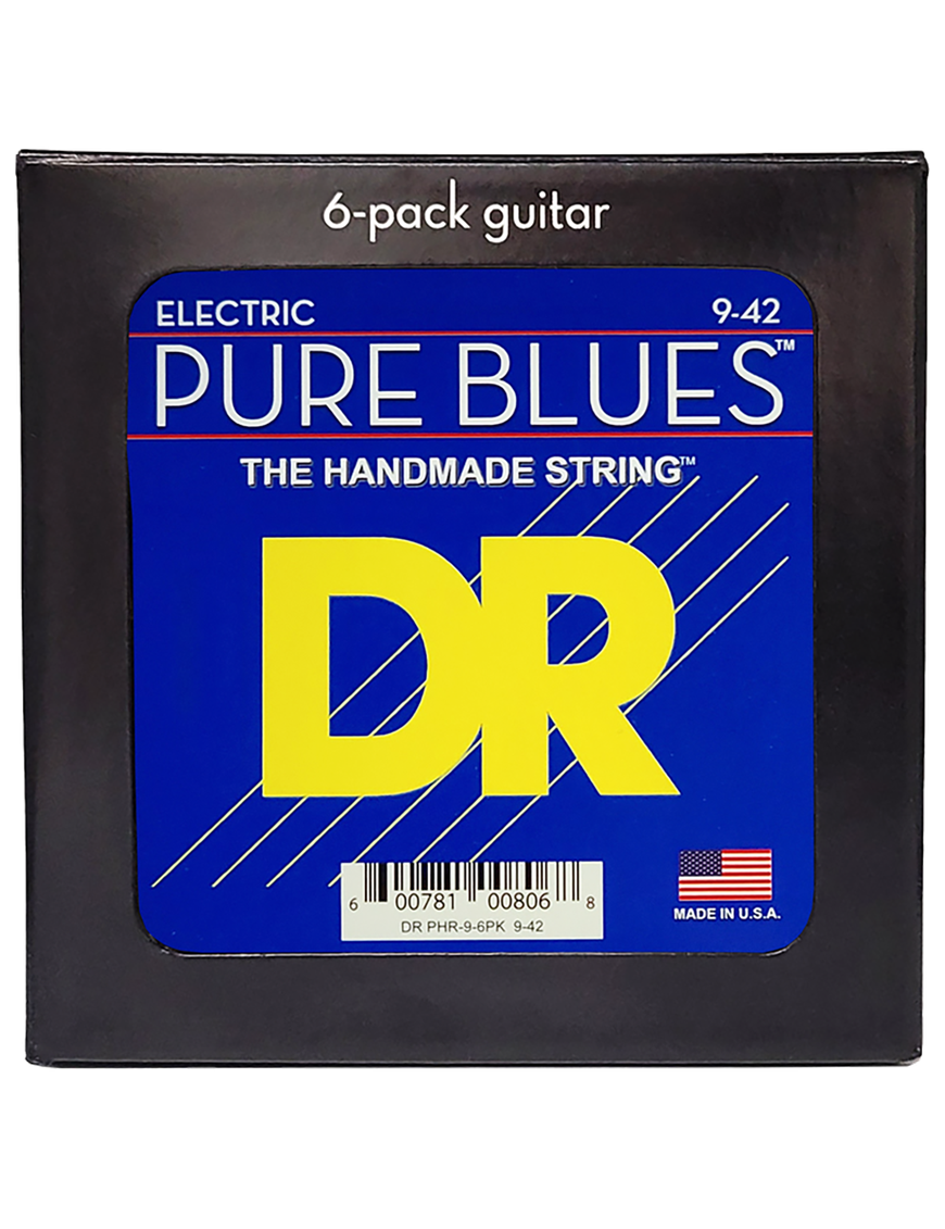 DR PURE BLUES™ 9-42 6Pack Cuerdas Guitarra Eléctrica Light Nickel