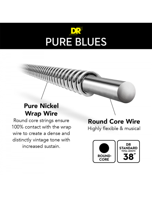 DR PURE BLUES™ 10-46 3Pack Cuerdas Guitarra Eléctrica Medium Nickel