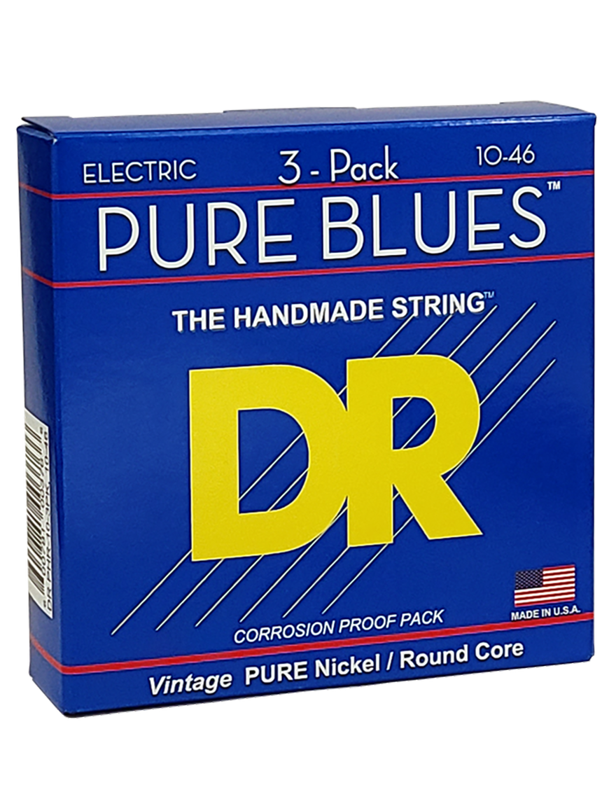 DR PURE BLUES™ 10-46 3Pack Cuerdas Guitarra Eléctrica Medium Nickel