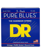 DR PURE BLUES™ 10-46 3Pack Cuerdas Guitarra Eléctrica Medium Nickel