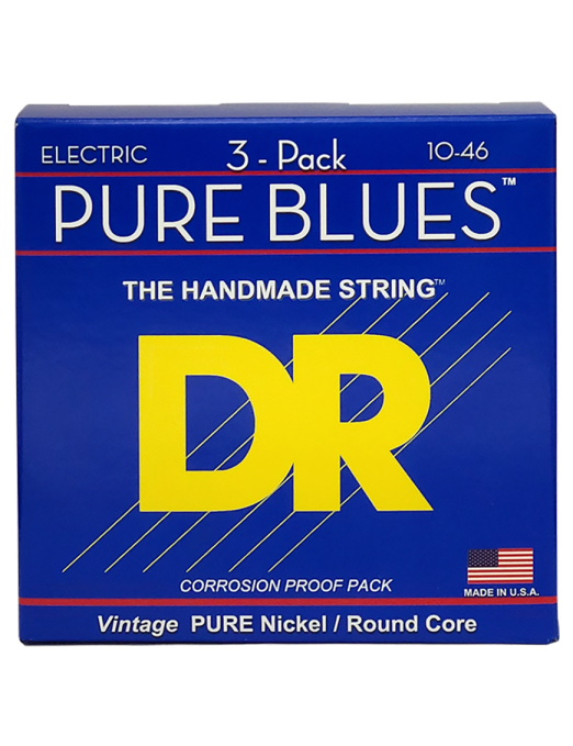 DR PURE BLUES™ 10-46 3Pack Cuerdas Guitarra Eléctrica Medium Nickel