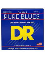 DR PURE BLUES™ 10-46 3Pack Cuerdas Guitarra Eléctrica Medium Nickel