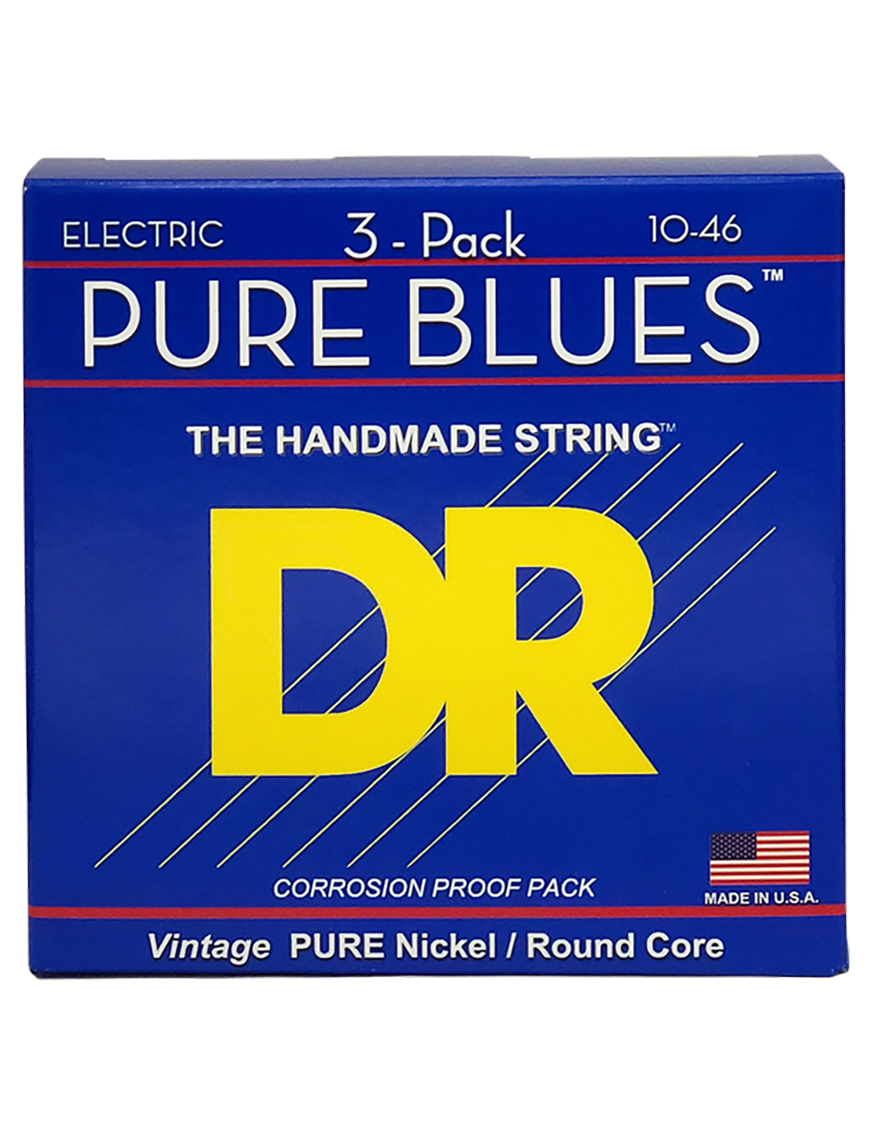 DR PURE BLUES™ 10-46 3Pack Cuerdas Guitarra Eléctrica Medium Nickel