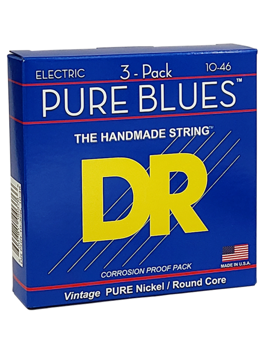 DR PURE BLUES™ 10-46 3Pack Cuerdas Guitarra Eléctrica Medium Nickel