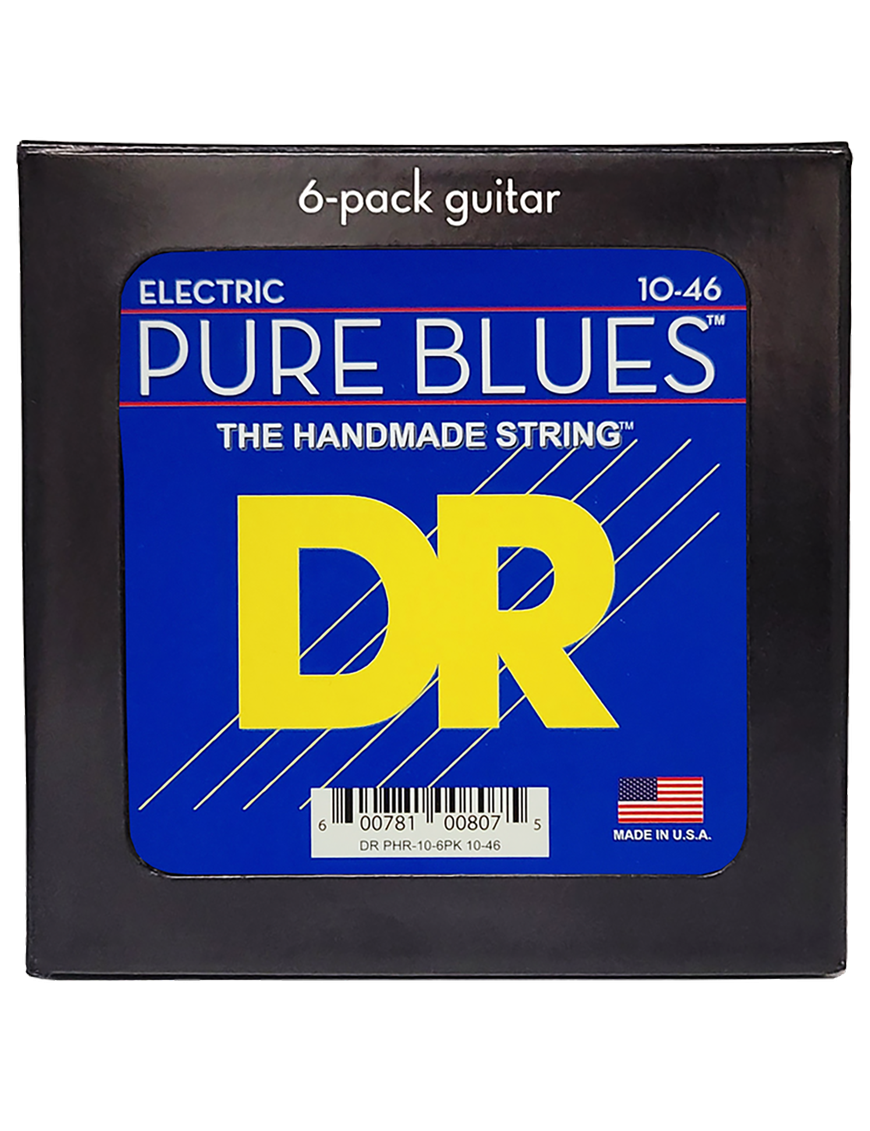 DR PURE BLUES™ 10-46 6Pack Cuerdas Guitarra Eléctrica Medium Nickel