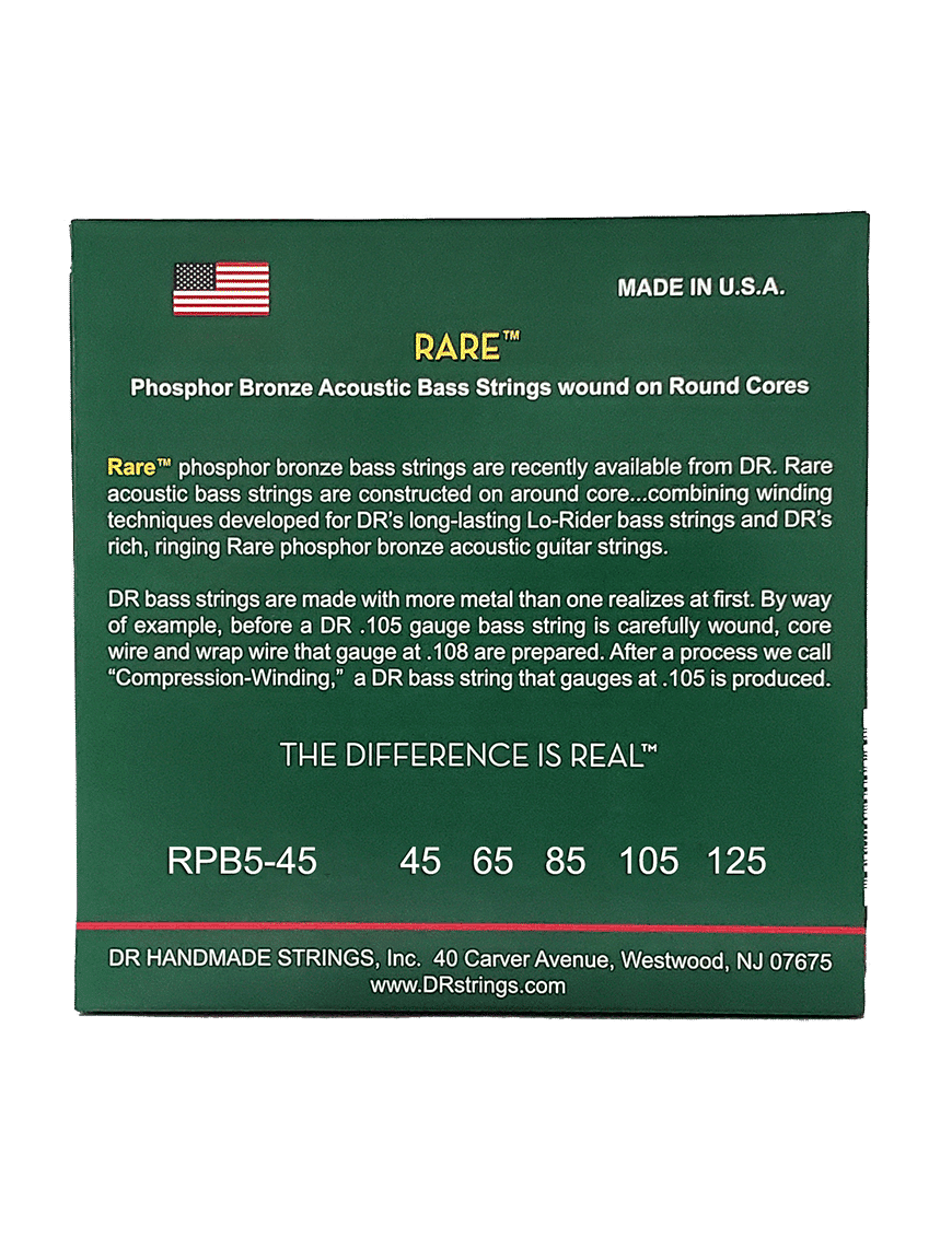 Dr Rare™ Rpb5-45 Cuerdas Bajo Acústico 5 Cuerdas 45-125 Medium Phosphor Bronze