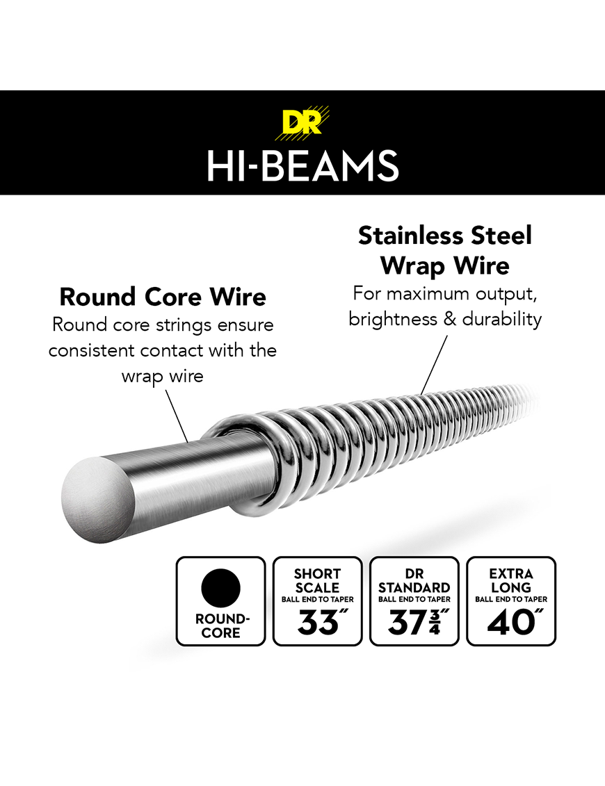 DR HI-BEAMS 45-105 Escala Corta Cuerdas Bajo Eléctrico Medium
