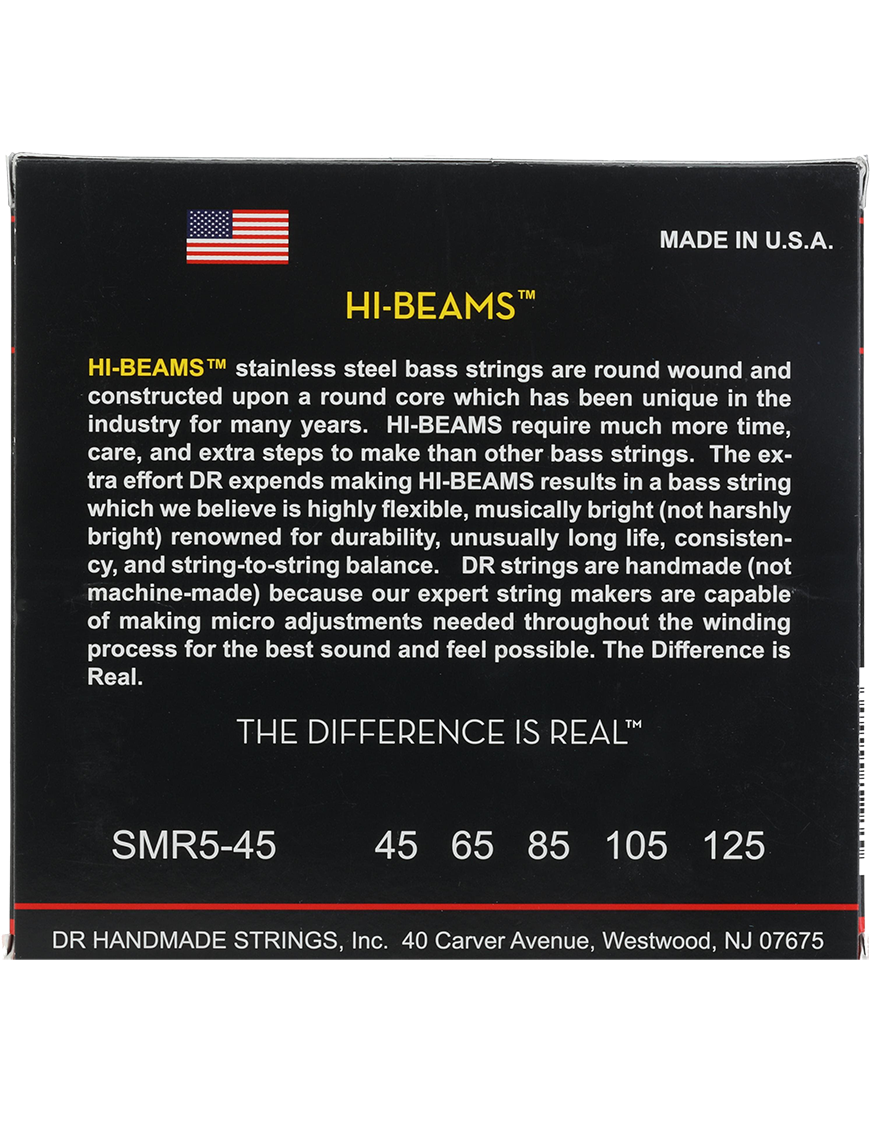 DR HI-BEAMS 45-125 Escala Corta Cuerdas Bajo Eléctrico 5 Cuerdas Medium