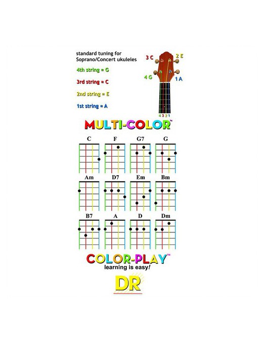 DR MULTI-COLOR™ Cuerdas Ukelele Soprano/Concierto