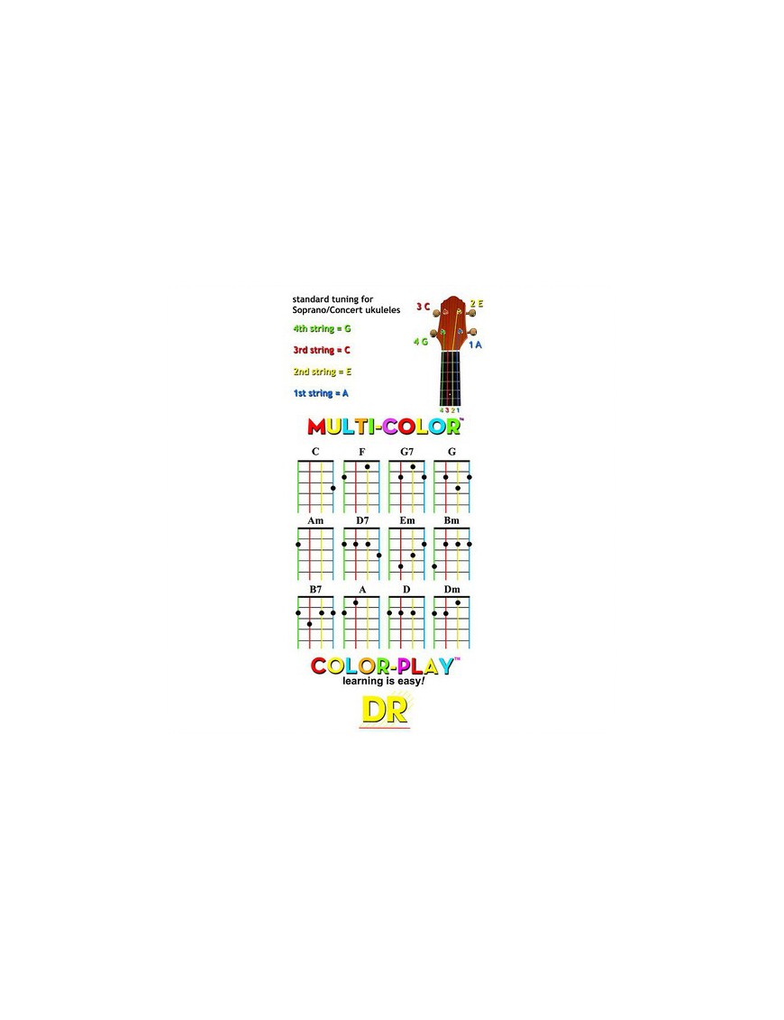 DR MULTI-COLOR™ Cuerdas Ukelele Soprano/Concierto
