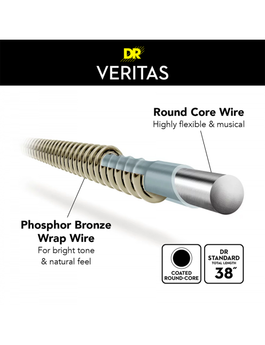 DR VERITAS™ 10-48 Cuerdas Guitarra Acústica Extra Light Phosphor Bronze Extra: 2 Cuerdas