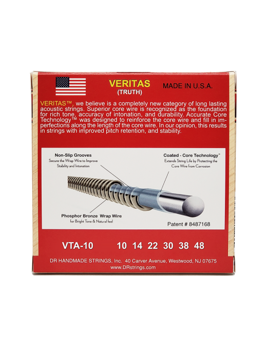DR VERITAS™ 10-48 Cuerdas Guitarra Acústica Extra Light Phosphor Bronze Extra: 2 Cuerdas