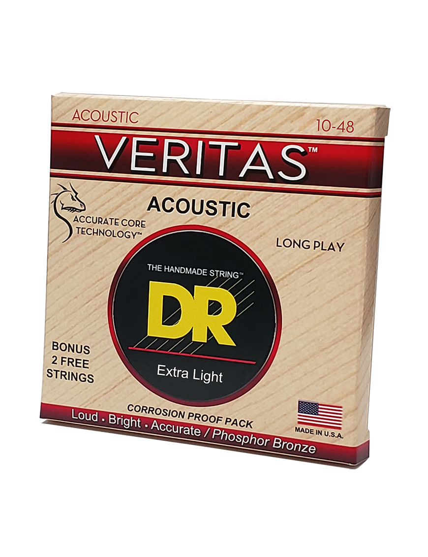 DR VERITAS™ 10-48 Cuerdas Guitarra Acústica Extra Light Phosphor Bronze Extra: 2 Cuerdas