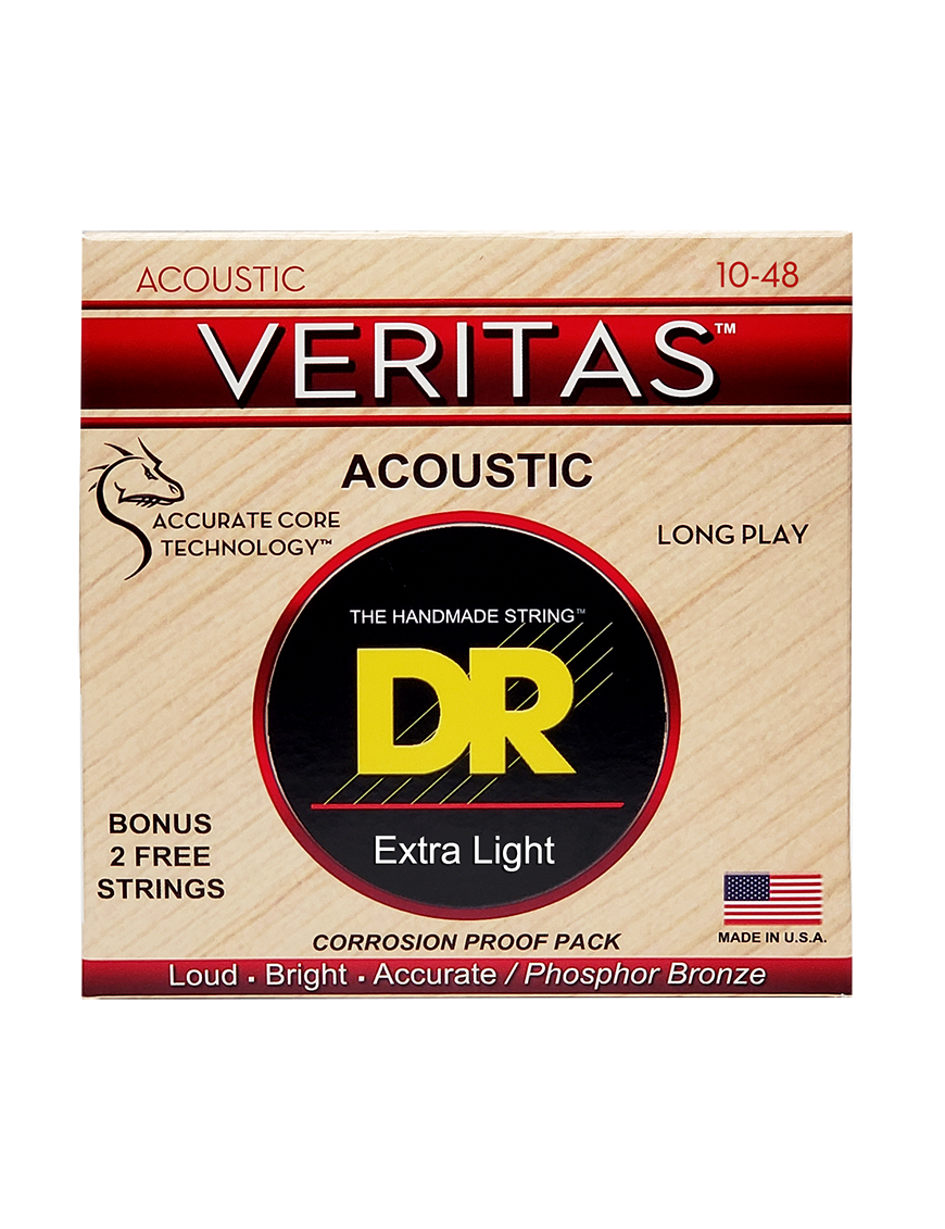 DR VERITAS™ 10-48 Cuerdas Guitarra Acústica Extra Light Phosphor Bronze Extra: 2 Cuerdas