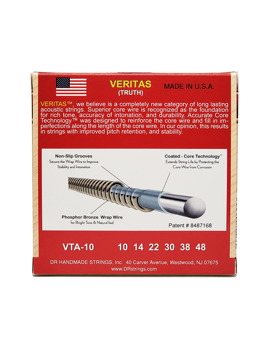 DR VERITAS™ 10-48 Cuerdas Guitarra Acústica Extra Light Phosphor Bronze Extra: 2 Cuerdas