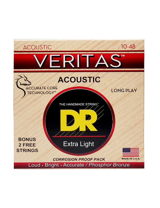 DR VERITAS™ 10-48 Cuerdas Guitarra Acústica Extra Light Phosphor Bronze Extra: 2 Cuerdas