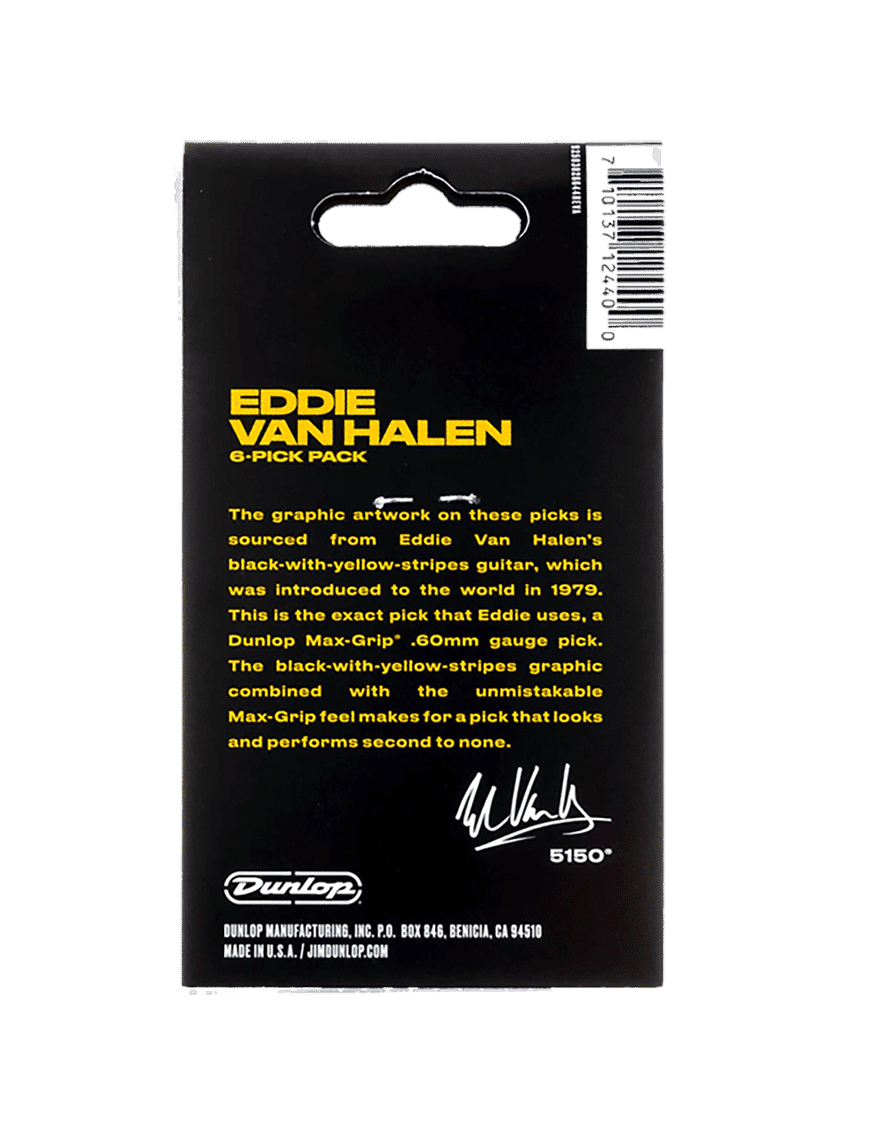 Dunlop Evh Vh Ii Uñetas Max-Grip Calibre: .60 Mm | Color: Amarillo Bolsa: 6 Unidades