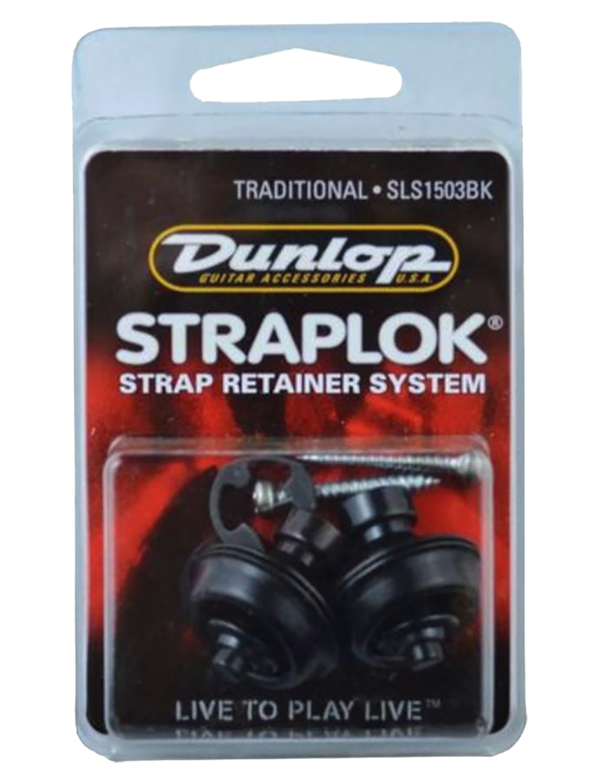 Dunlop® SLS1503BK Seguro Correa Straplok® Tradicional Black Oxide