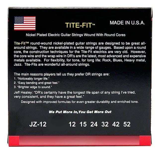 Cuerdas Guitarra Electrica Dr Jz-12-52 Tite Fit Jazz