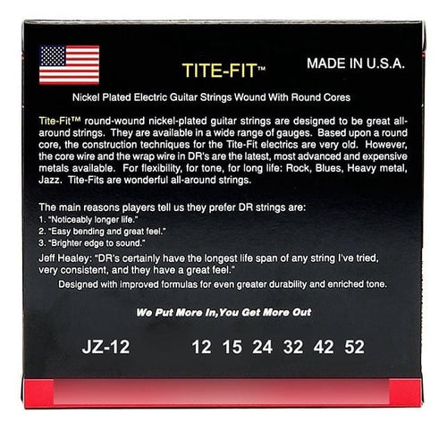 Cuerdas Guitarra Electrica Dr Jz-12-52 Tite Fit Jazz