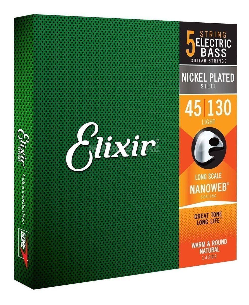 Cuerdas Bajo Eléctrico Elixir 5 Cuerdas 14202 Nanoweb 45-130