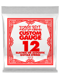Ernie Ball® 1012 Cuerdas Guitarra Acústica o Eléctrica 12 Plain Steel Custom Gauge® Calibre: .012