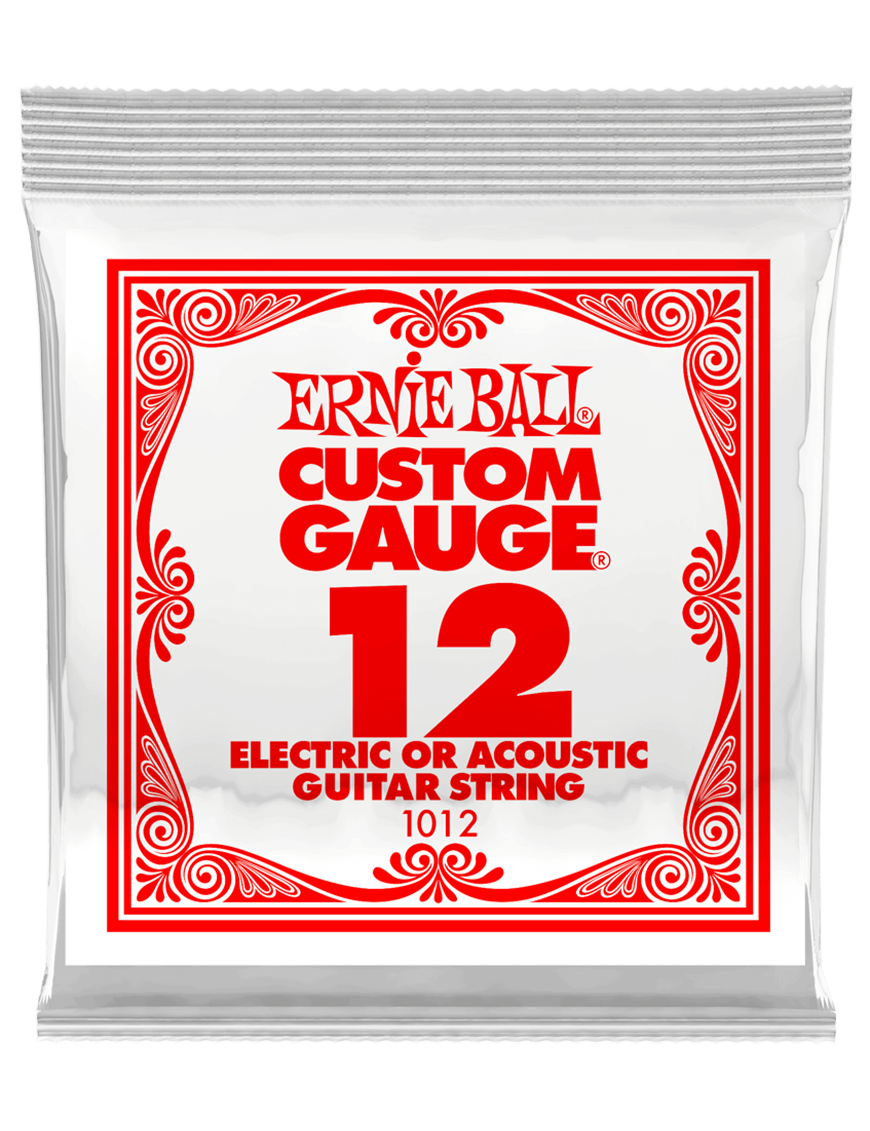 Ernie Ball® 1012 Cuerdas Guitarra Acústica o Eléctrica 12 Plain Steel Custom Gauge® Calibre: .012