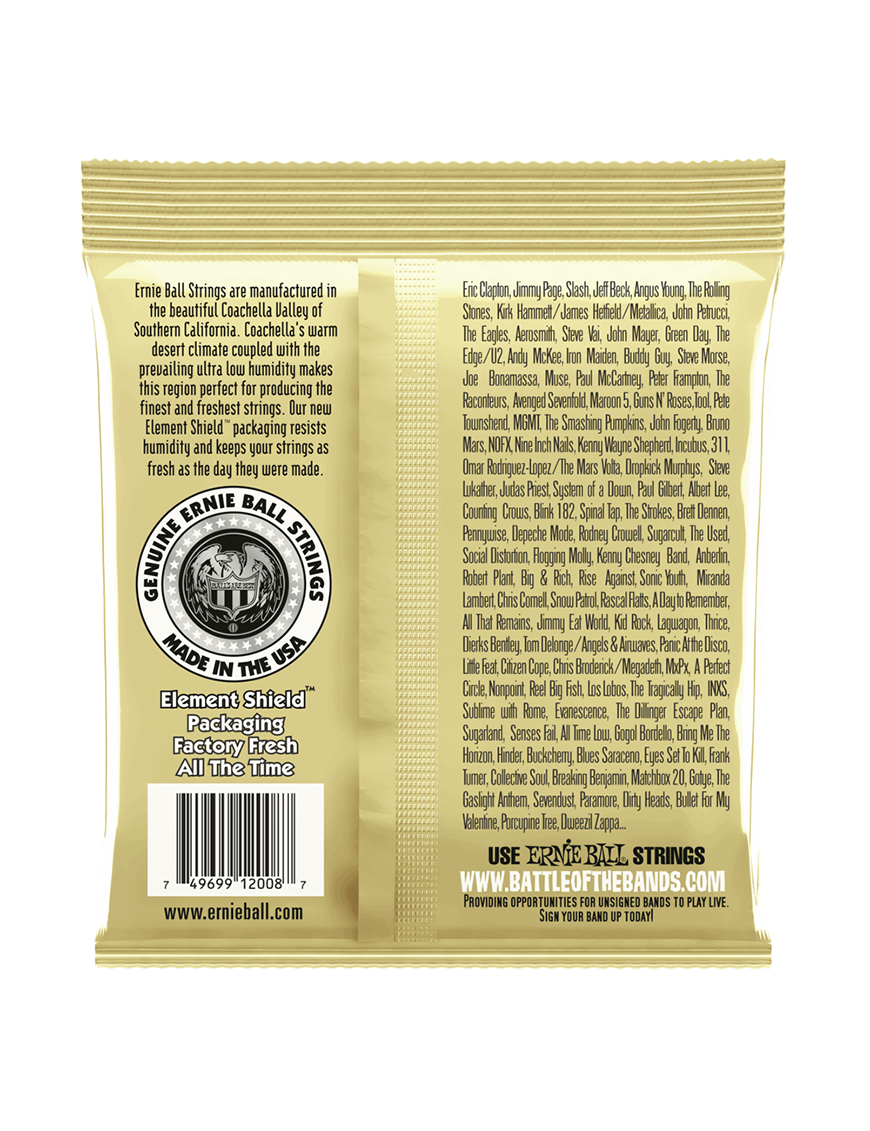 Ernie Ball® 2008 10-52 Earthwood Cuerdas Guitarra Acústica Rock and Blues Bronze 80/20