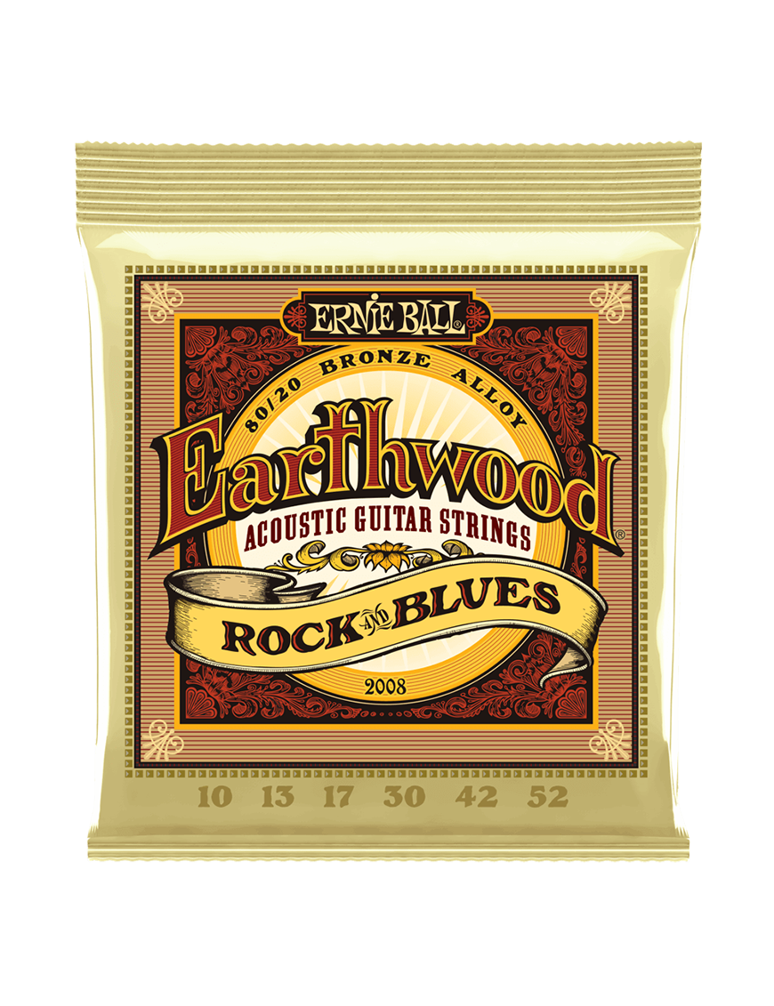 Ernie Ball® 2008 10-52 Earthwood Cuerdas Guitarra Acústica Rock and Blues Bronze 80/20